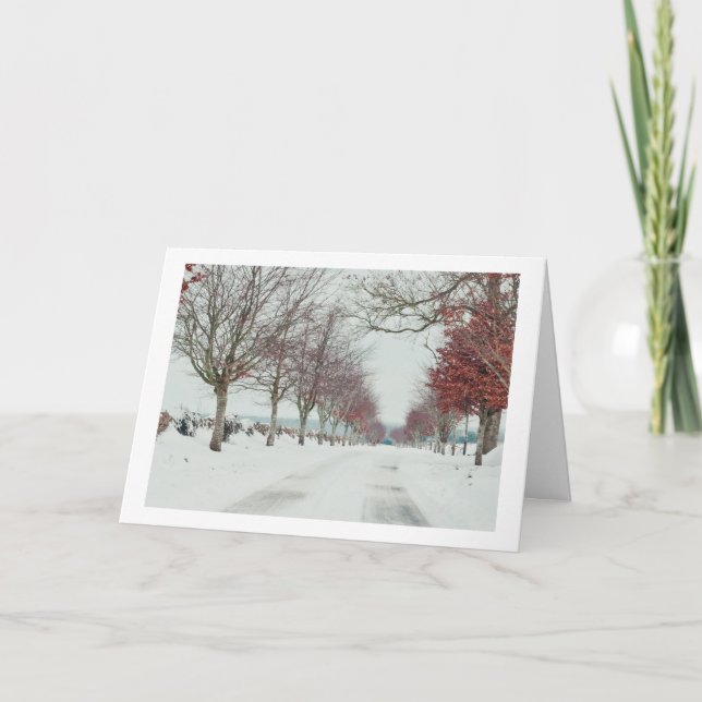 Carte de Noël de la scène de neige Cotswold (Devant)