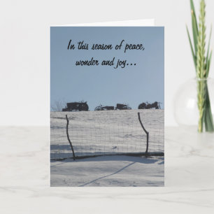 Carte de Noël de la scène de neige du tracteur