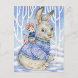 Carte de Noël de l'amitié Rabbit et souris