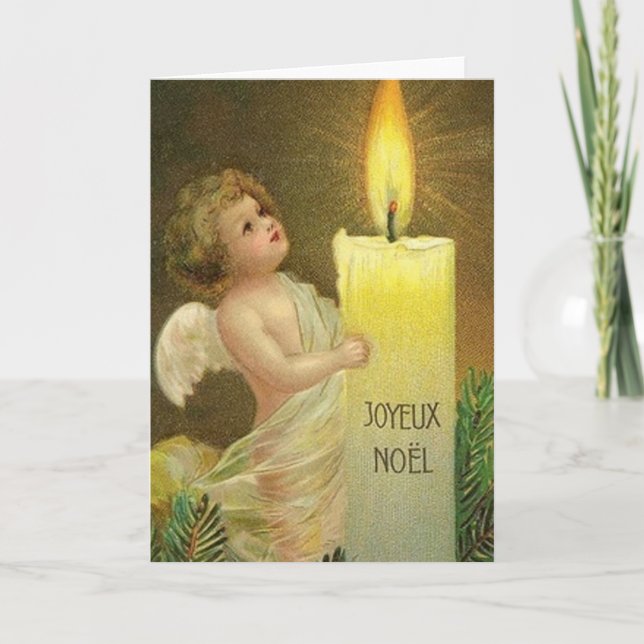 Carte de Noël de l'Ange de France victorienne Joye (Devant)