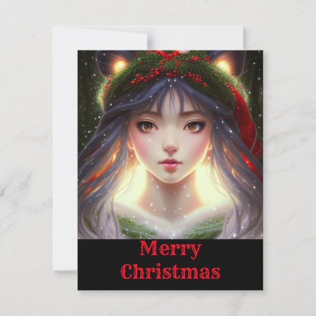 Carte de Noël de l'Anime Manga tendance (Devant)