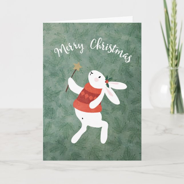 Carte de Noël de lapin doux (Devant)