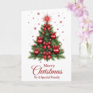 Carte de Noël de l'Arbre à Ornements Rouges – Fami