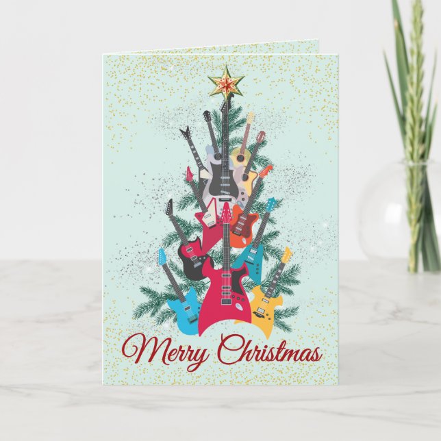 Carte de Noël de l'arbre de guitare (Devant)