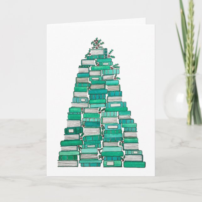 Carte de Noël de l'arbre du livre (Devant)