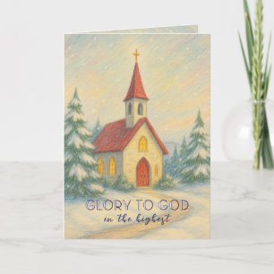 Carte de Noël de l'église de la nuit hivernale éto