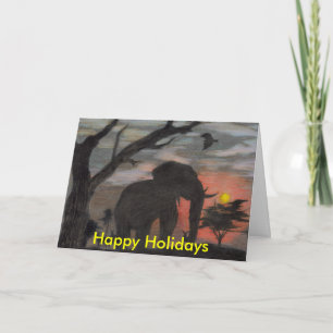 Carte de Noël de l'éléphant de l'ombre