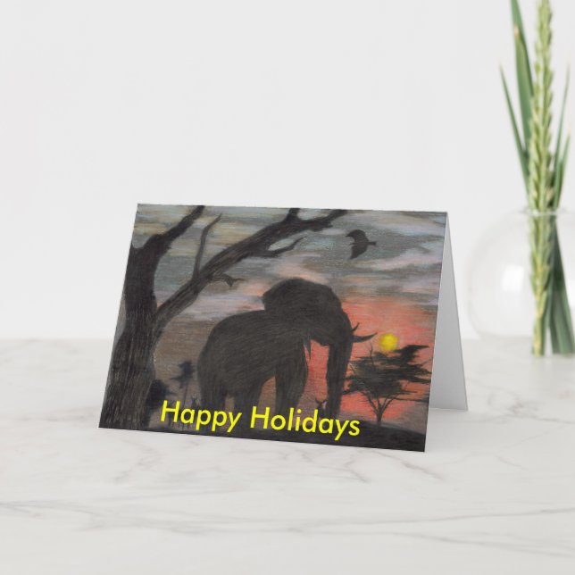 Carte de Noël de l'éléphant de l'ombre (Devant)