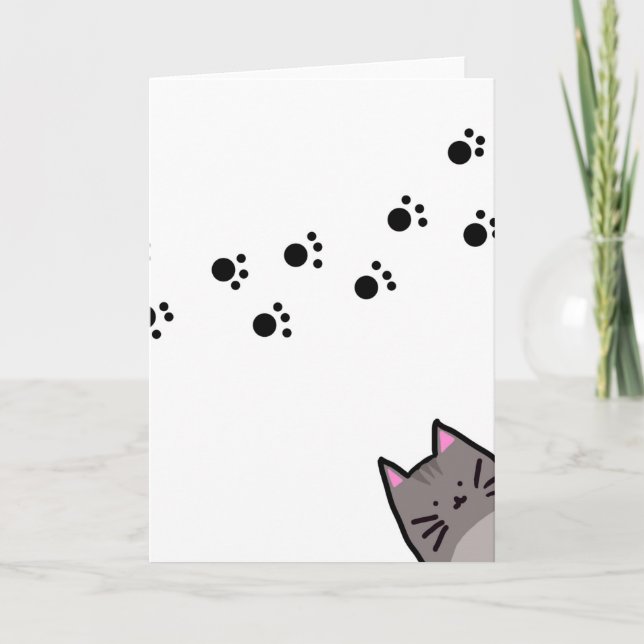Carte de Noël de l'empreinte du chat (Devant)