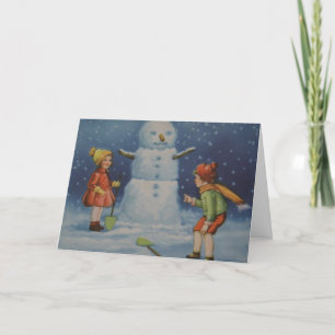 Carte de Noël de l'époque victorienne Snowman et e