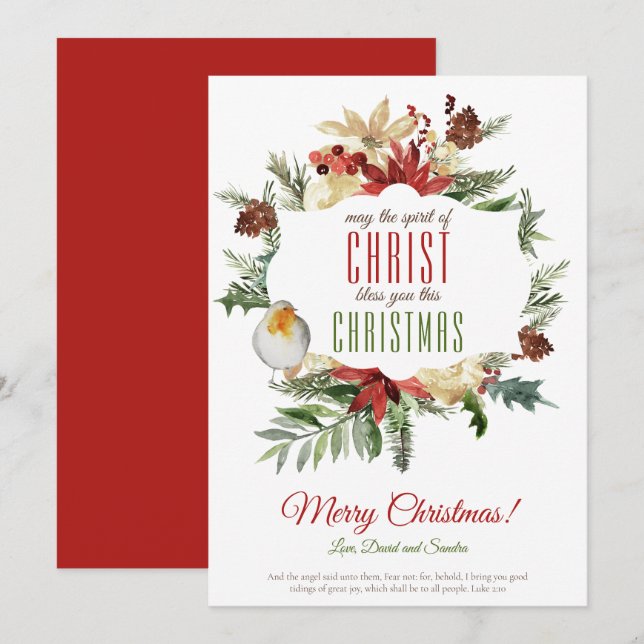 Carte de Noël de l'Esprit de couronne de Noël du C (Devant / Derrière)