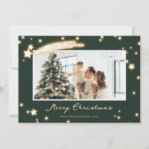 Carte de Noël de l'étoile moderne Green Falling