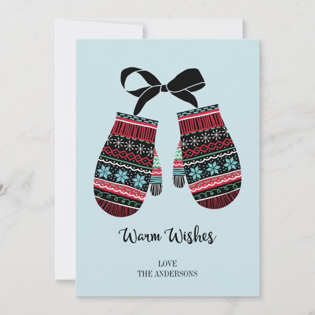 Carte de Noël de l'Holiday Mittens (Devant)