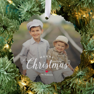 Carte de Noël de l'ornement photo intemporel