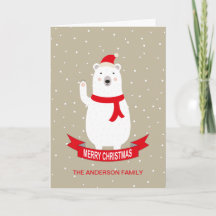 Carte de Noël de l'ours polaire mignon personnalis