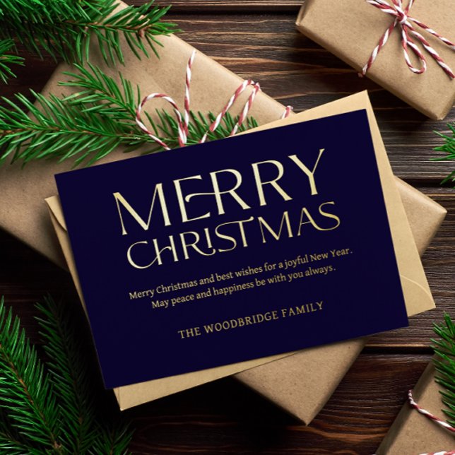 Carte de Noël de luxe Navy Elegant photo de la pol (Créateur téléchargé)