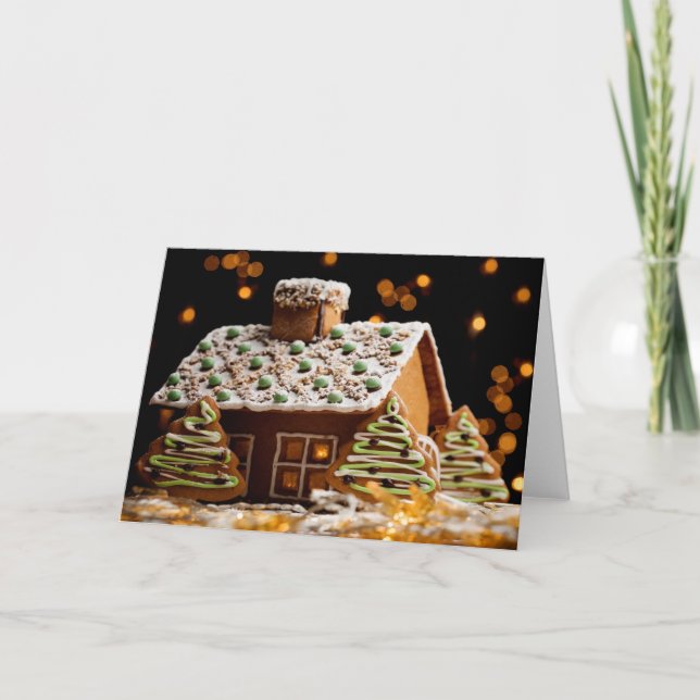 Carte de Noël de maison de pain d'épice (Devant)