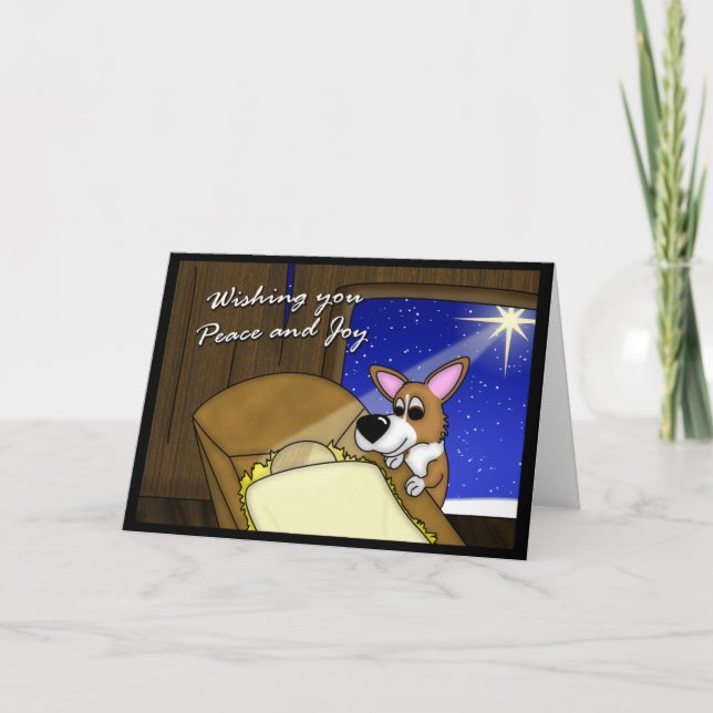 Carte de Noël de Manger Pembroke Welsh Corgi (Devant)