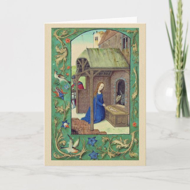 Carte de Noël de manuscrit lumineux de nativité (Devant)