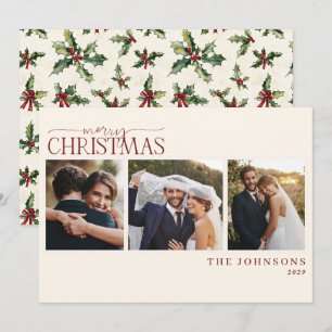 Carte de Noël de mariage classique aux baies de ho