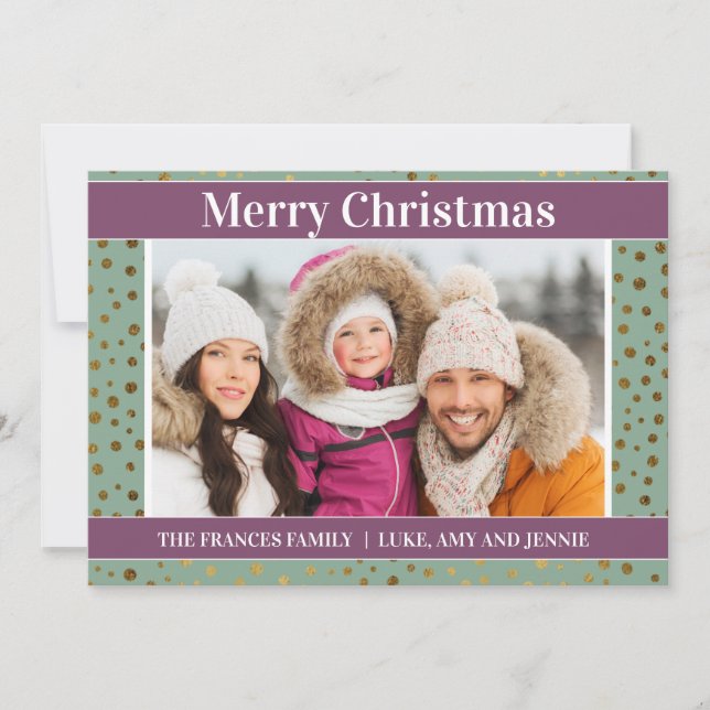 Carte de Noël de Mint Green Purple Snowflakes (Devant)