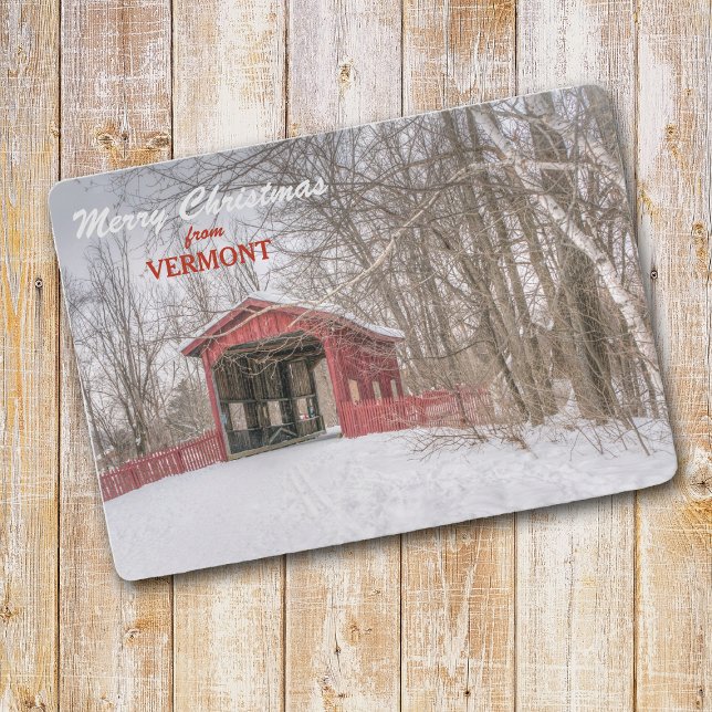 Carte de Noël de modèle de pont couvert du Vermont (Créateur téléchargé)
