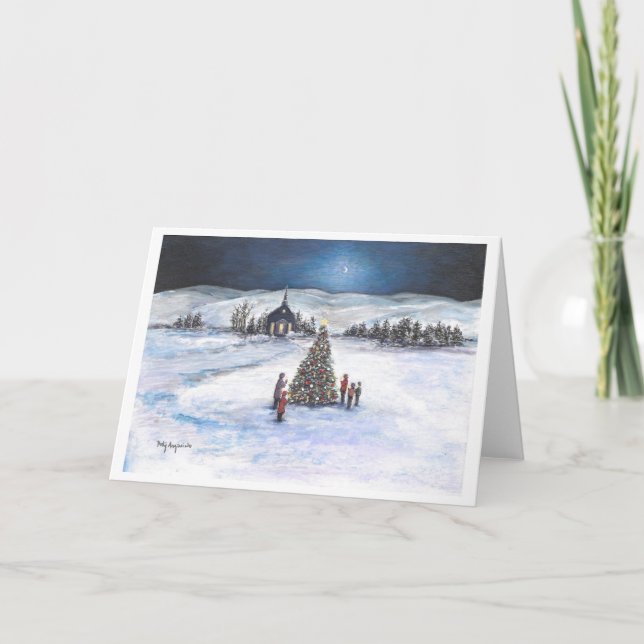 Carte de Noël de montagne Lune (Devant)