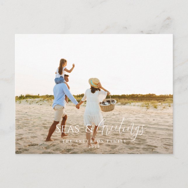 Carte de Noël de Noël de la plage de photos minima (Devant)