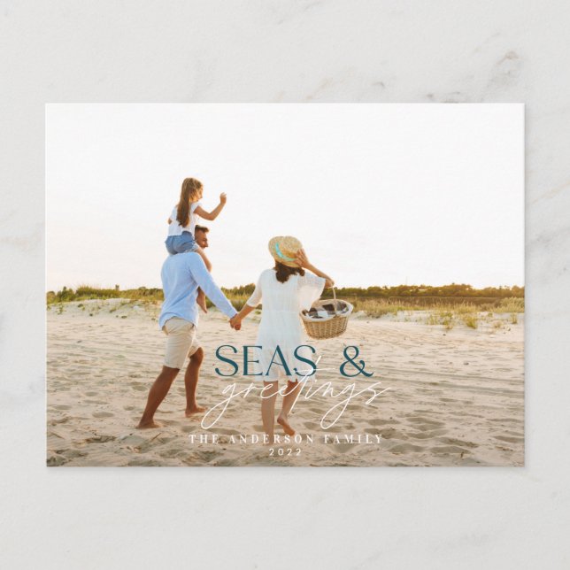 Carte de Noël de Noël de la plage de photos minima (Devant)