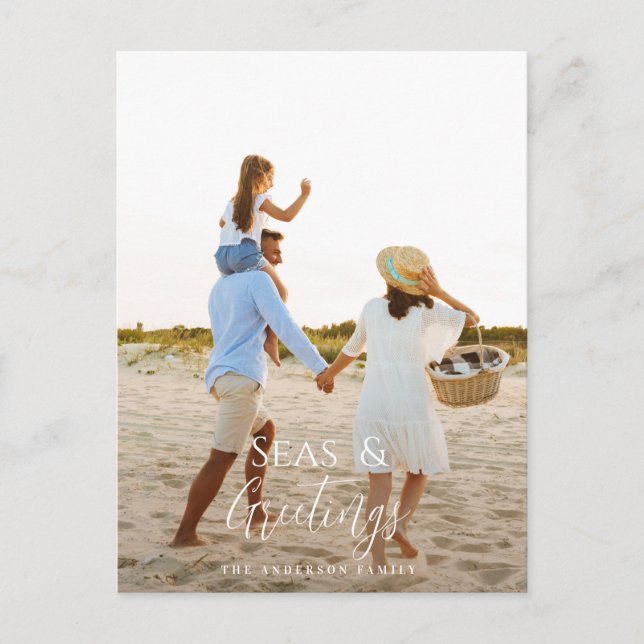 Carte de Noël de Noël de la plage de photos minima (Devant)