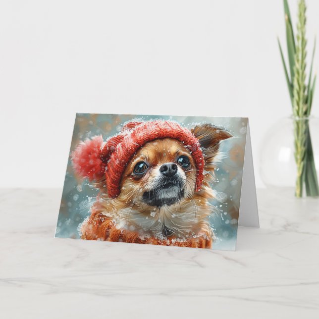 Carte de Noël de Noël de Noël de la Cute Chihuahua (Devant)