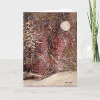 Carte de Noël de nuit d'hiver de Milou