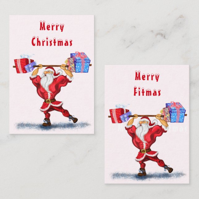 Carte de Noël de Papa Noël Fitness Drôle (Devant / Derrière)