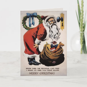 Carte de Noël de Papa Noël qui espionne de façon f