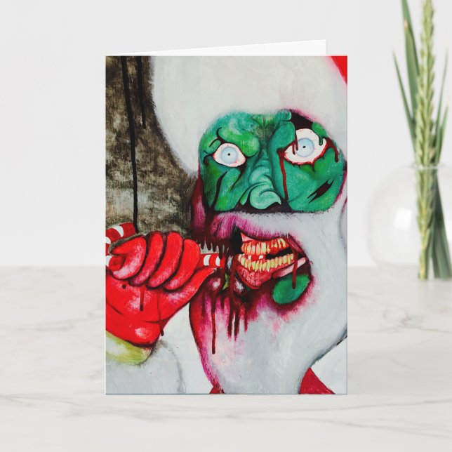 Carte de Noël de Père Noël de zombi (Devant)