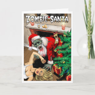 Carte de Noël de Père Noël de zombi