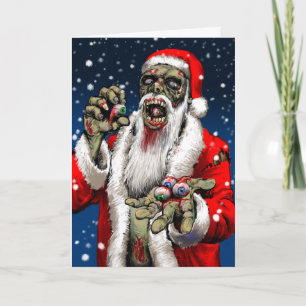 Carte de Noël de Père Noël de zombi