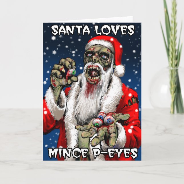 Carte de Noël de Père Noël de zombi (intérieur (Devant)