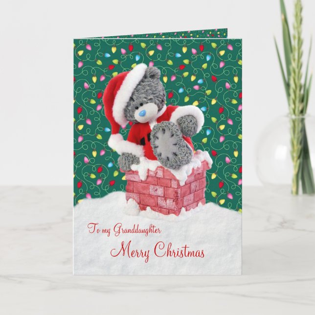 Carte de Noël de petite-fille d'ours de nounours (Devant)