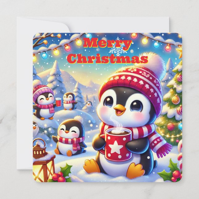 Carte de Noël de pingouin (Devant)