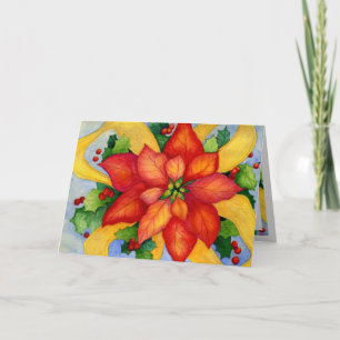 Carte de Noël de poinsettia de Ribboned