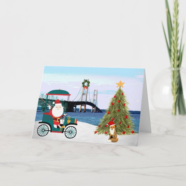 Carte de Noël de pont de Mackinac (Devant)