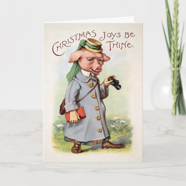 Carte de Noël de porc victorienne (Devant)