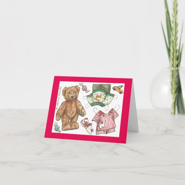 Carte de Noël de poupée de papier d'ours de (Devant)