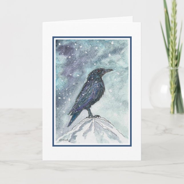 Carte de Noël de Raven de neige - révisée (Devant)