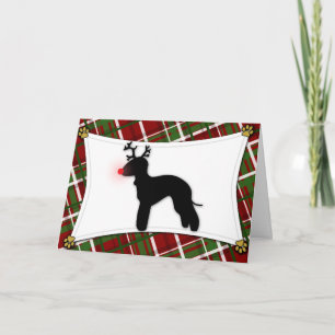 Carte de Noël de renne de Bedlington Terrier