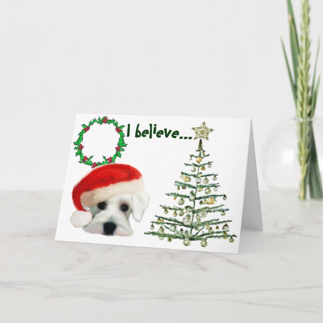 Carte de Noël de Schnauzer de Père Noël (Devant)