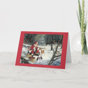 Carte de Noël de Shih Tzu Père Noël Woods1