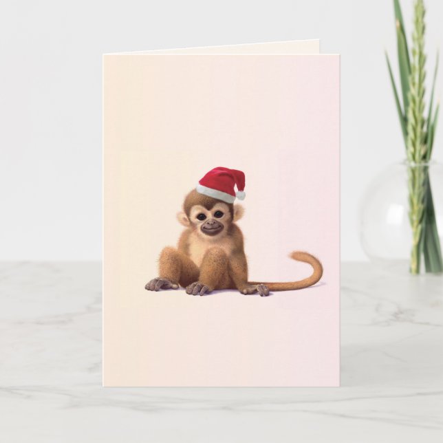 Carte de Noël de singe de bébés de zoo de Noël (Devant)