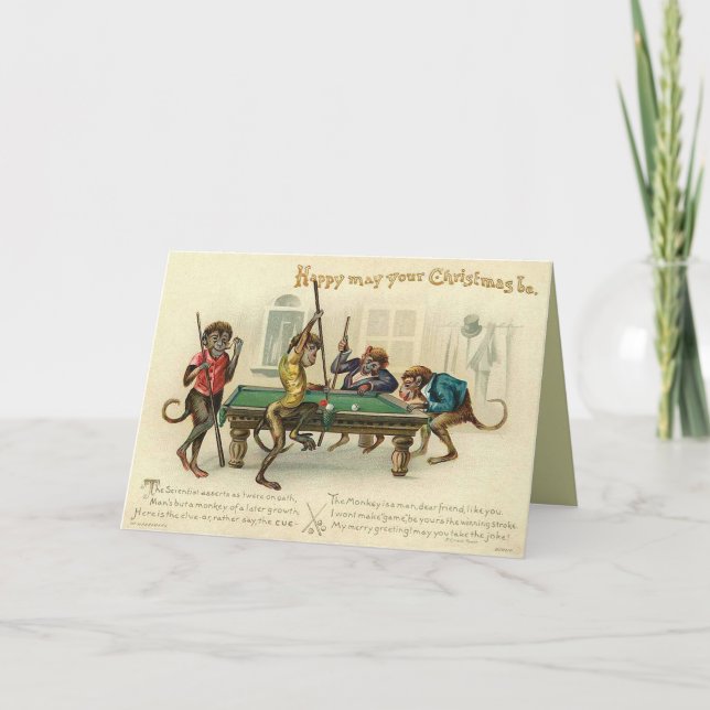 Carte de Noël de singe victorien (Devant)